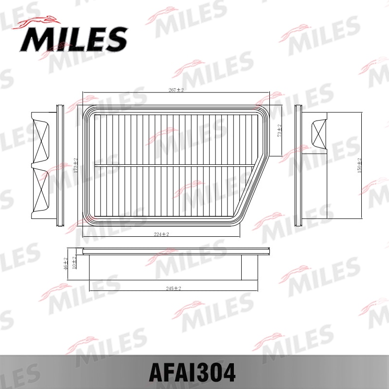 MILES AFAI304 Фильтр воздушный CHEVROLET REZZO 00- (MANN C 2630, FILTRON AP082/7) AFAI304
