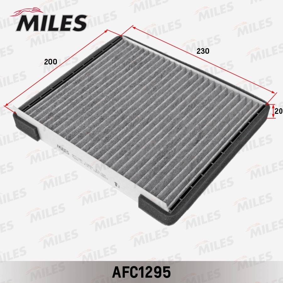 MILES AFC1295 Фильтр салона HYUNDAI Accent III (MC) до -07 (230x200x20) угольный