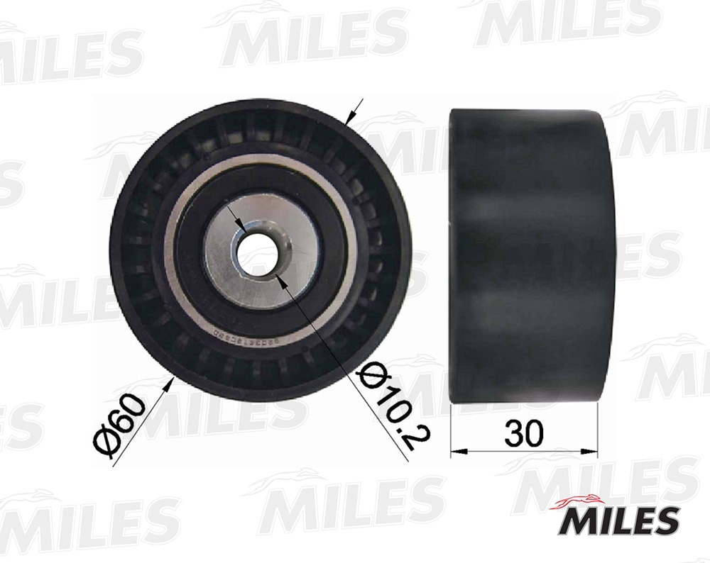 MILES AG02081 Ролик ремня ГРМ PSA/FIAT/FORD/VOLVO 1.4HDi/1.6D 02-