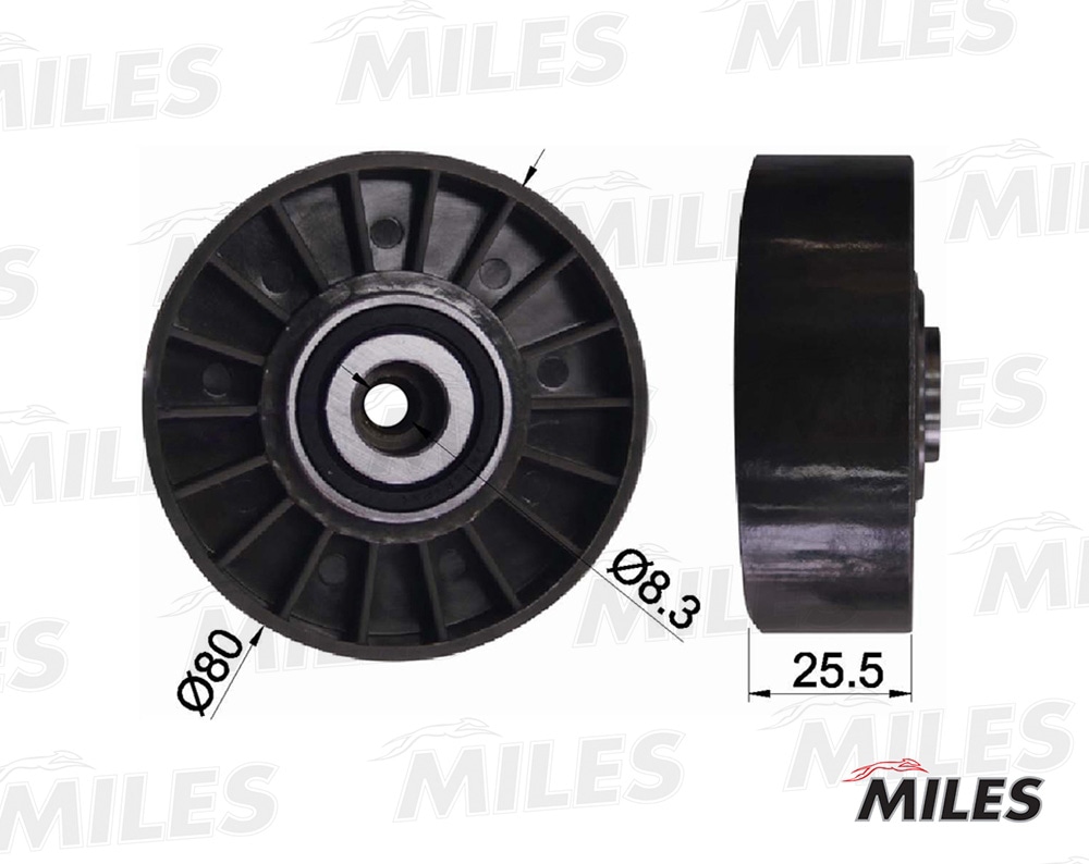 MILES AG03083 Ролик ремня приводного MERCEDES BENZ M102/OM601/VW LT (INA 531071810) AG03083
