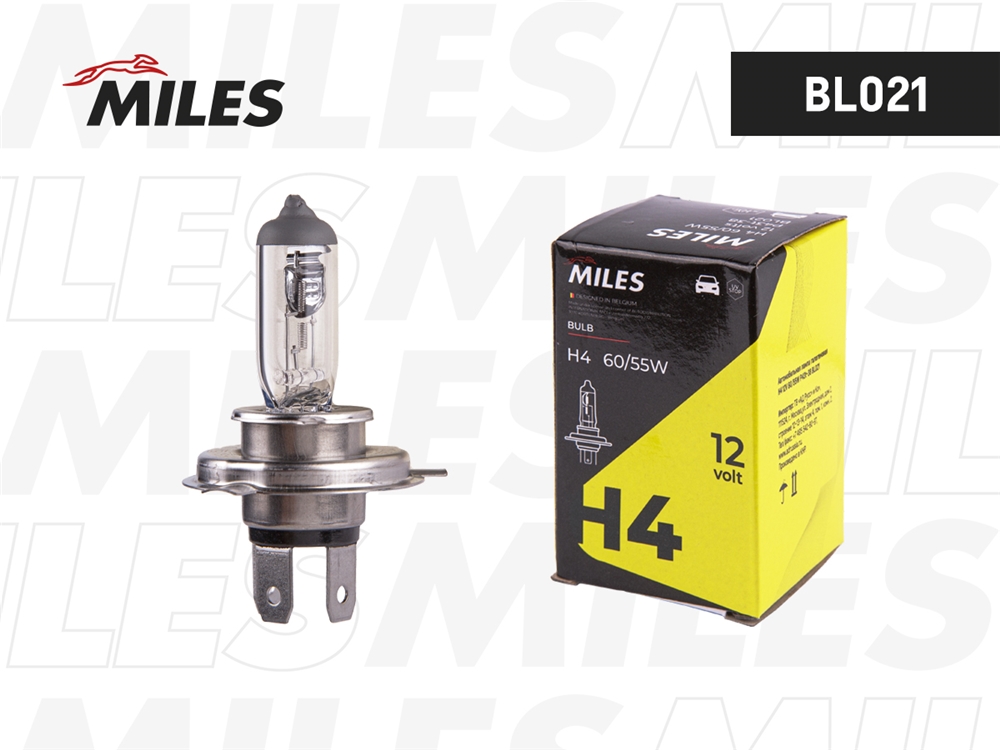 MILES BL021 Лампа галогеновая головного света H4 P43t 12V 60/55W 1шт