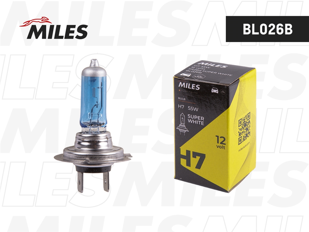 MILES BL026B Лампа H7 12V 55W PX26d SUPER WHITE  BL026B