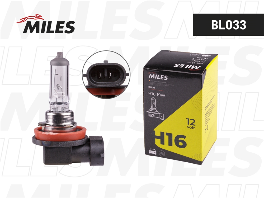 MILES BL033 Лампа галогеновая головного света H16 12V 19W PGJ19-3 1шт