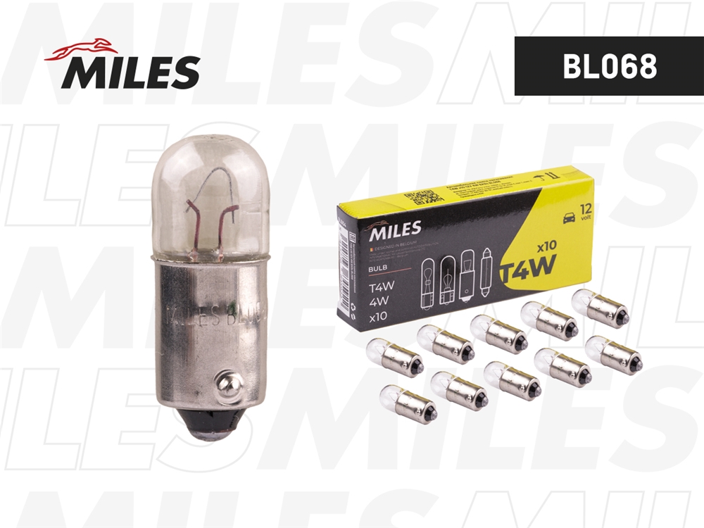 MILES BL068 Лампа T4W 12V 4W BA9s  BL068