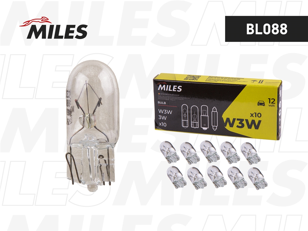 MILES BL088 Лампа W3W 12V 3W W2,1x9,5d  BL088