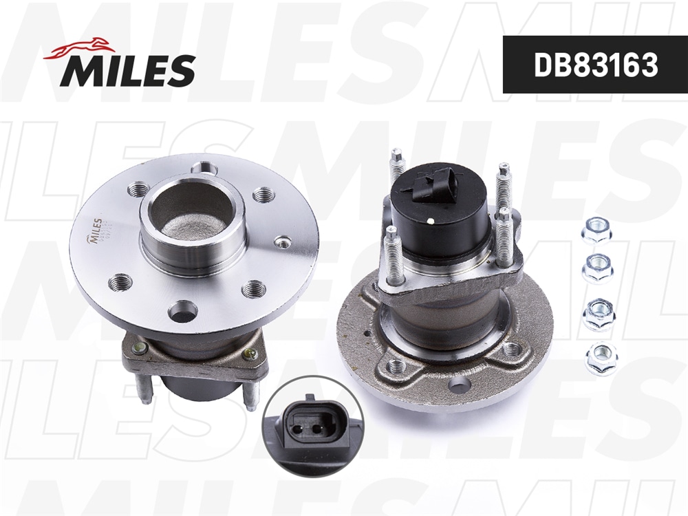 MILES DB83163 Ступица колеса задняя с подшипником с ABS (4 отверстия) OPEL ASTRA F/G/VECTRA A/B 91-05 (SKF VKBA3409) DB83163