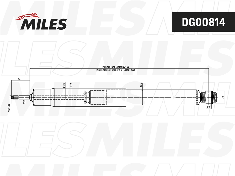 MILES DG00814 Амортизатор задний левый/правый газовый CHERY TIGGO/VORTEX TINGО 05-16 DG00814
