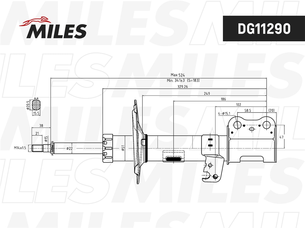 MILES DG11290 Амортизатор TOYOTA COROLLA/ALLION/PREMIO 02- пер.лев.газ. RHD
