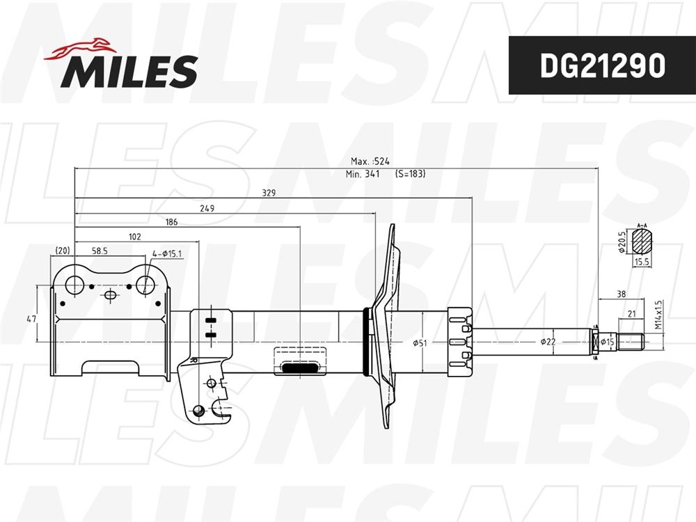 MILES DG21290 Амортизатор TOYOTA COROLLA/ALLION/PREMIO 02- пер.прав.газ. RHD