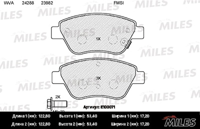MILES E100071 Колодки тормозные OPEL CORSA D 06- пер. SemiMetallic
