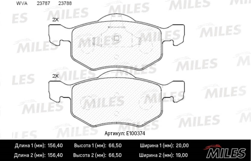 MILES E100374 Колодки тормозные FORD MAVERICK 03-/MAZDA TRIBUTE 00- пер. SemiMetallic