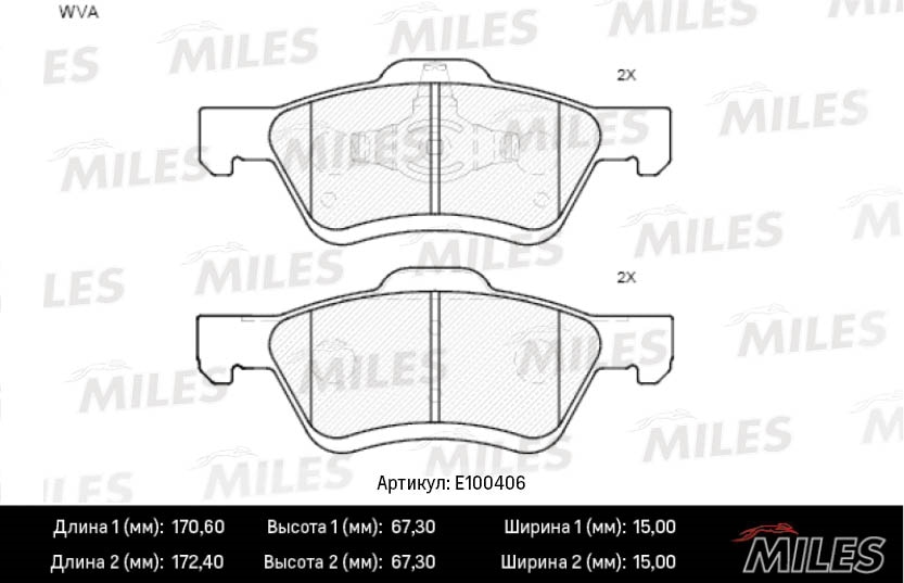 MILES E100406 Колодки тормозные FORD MAVERICK/MAZDA TRIBUTE 2.4-3.0 04- пер. SemiMetallic