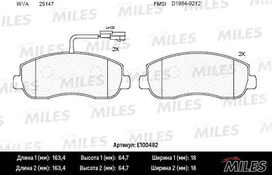MILES E100482 Колодки тормозные OPEL MOVANO/RENAULT MASTER 10- пер. SemiMetallic