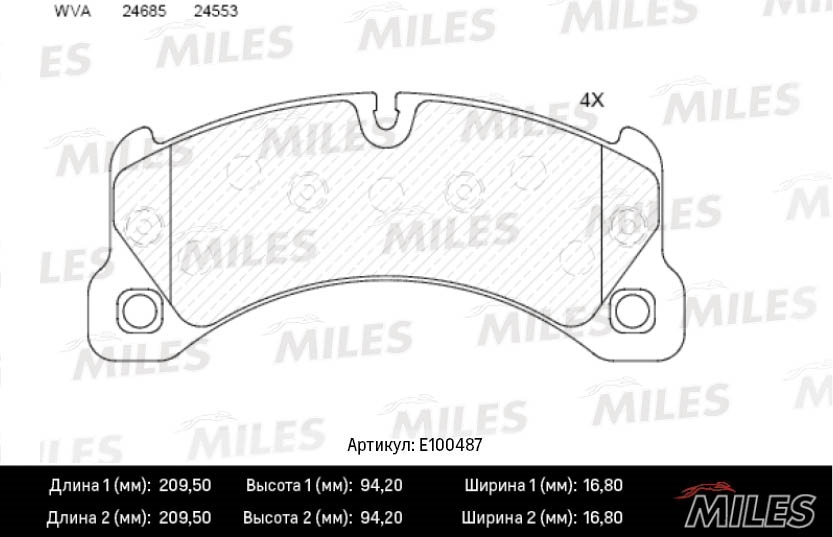 MILES E100487 Колодки тормозные PORSCHE CAYENNE 10- пер. SemiMetallic