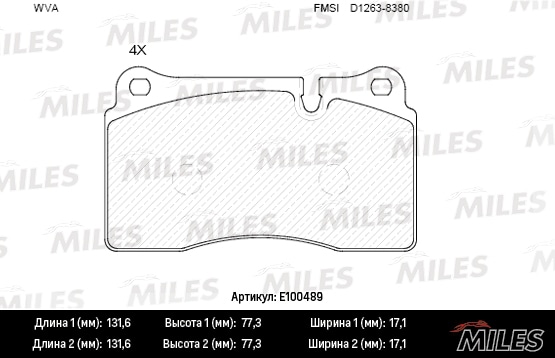 MILES E100489 Колодки тормозные RANGE ROVER III 4.2/SPORT 2.7D-4.2 05- пер. SemiMetallic