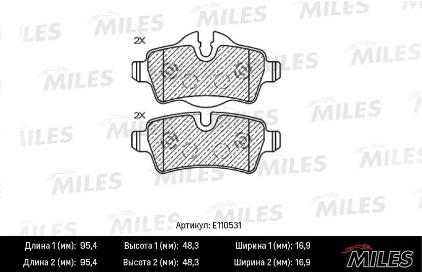 MILES E110531 Колодки тормозные MINI COOPER 06-/ONE/CLUBMAN 07- зад. SemiMetallic