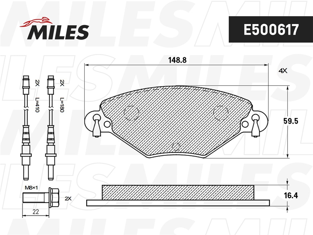MILES E500617 Колодки тормозные CITROEN C5 1.6D/2.0D/1.8/2.0 01- пер. Ceramic PRO