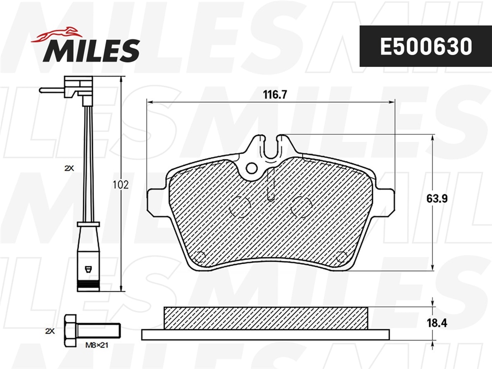 MILES E500630 Колодки тормозные передние (Смесь CERAMIC серия PRO) MERCEDES A-CLASS W169/B-CLASS W245 1.5-2.0 04- (TRW GDB1629) E500630
