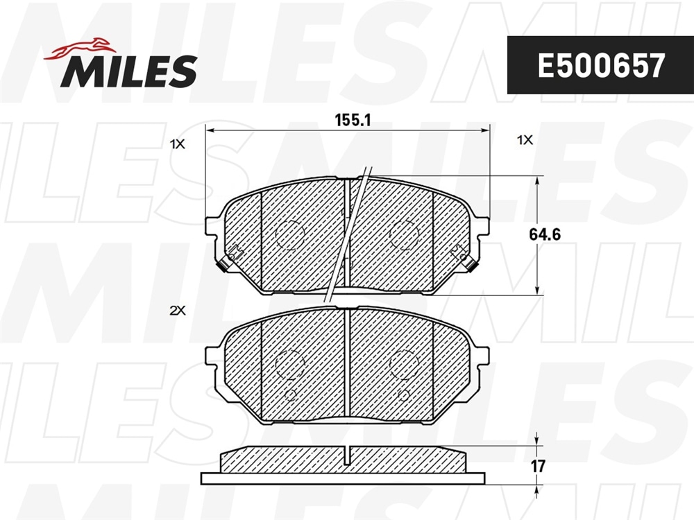 MILES E500657 Колодки тормозные HYUNDAI ix55 3.0 CRDi 08- пер. Ceramic PRO