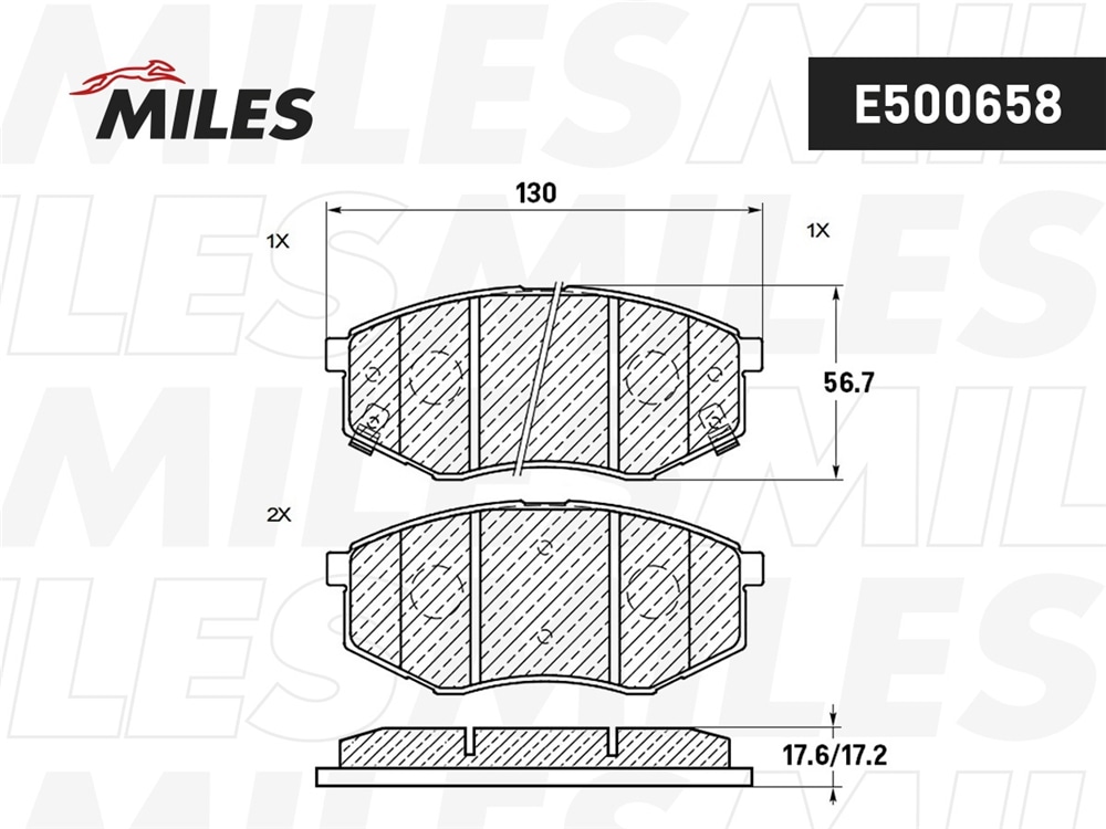 MILES E500658 Колодки тормозные передние (Смесь CERAMIC серия PRO) KIA SOUL 14-/HYNDAI i20 10-/SONATA 09- (TRW GDB3553) E500658