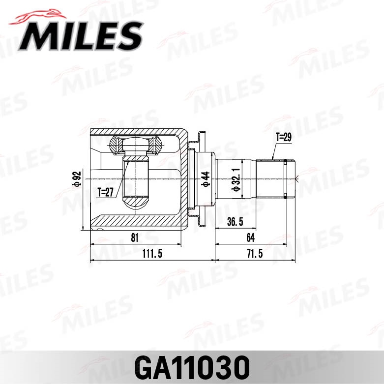 MILES GA11030 ШРУС LAND ROVER DISCOVERY III 10-16 внутр.лев.