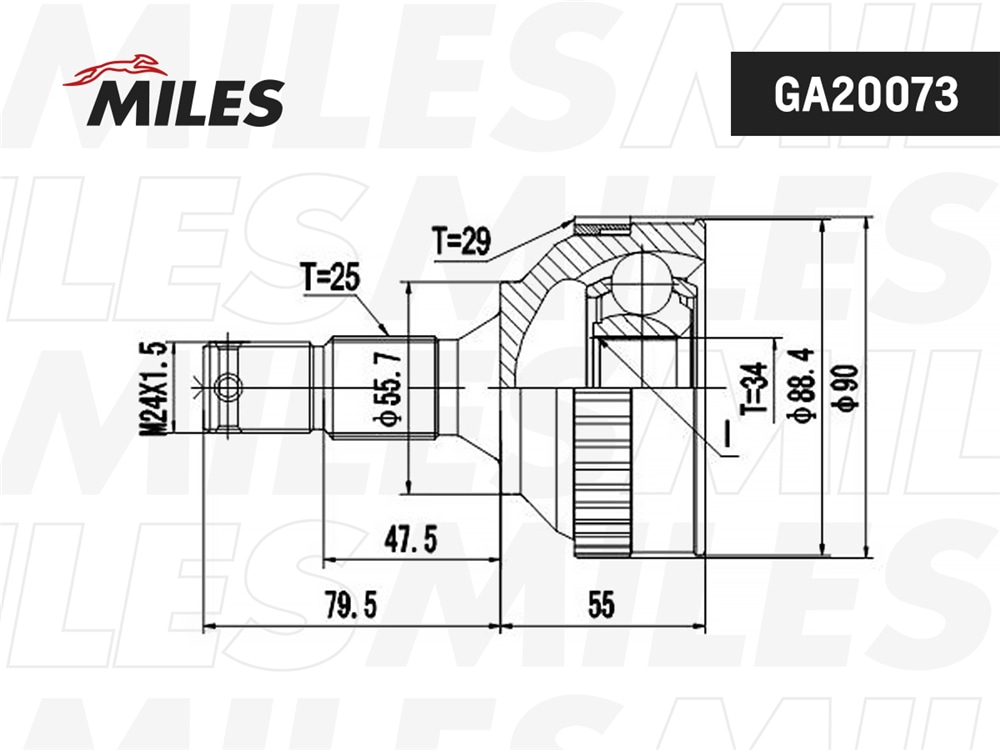 MILES GA20073 ШРУС CITROEN XSARA/BERLINGO/PEUGEOT PARTNER 1.8/1.9D 96- нар.