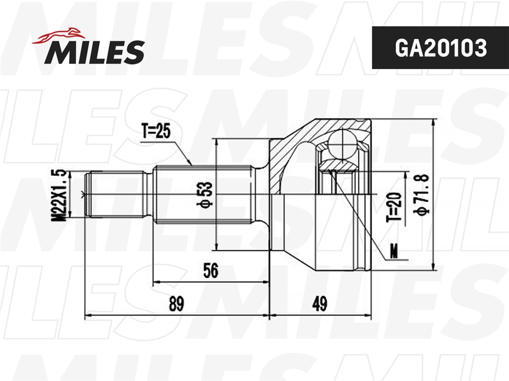 MILES GA20103 ШРУС FORD FIESTA/FUSION 1.4TD 01- нар.