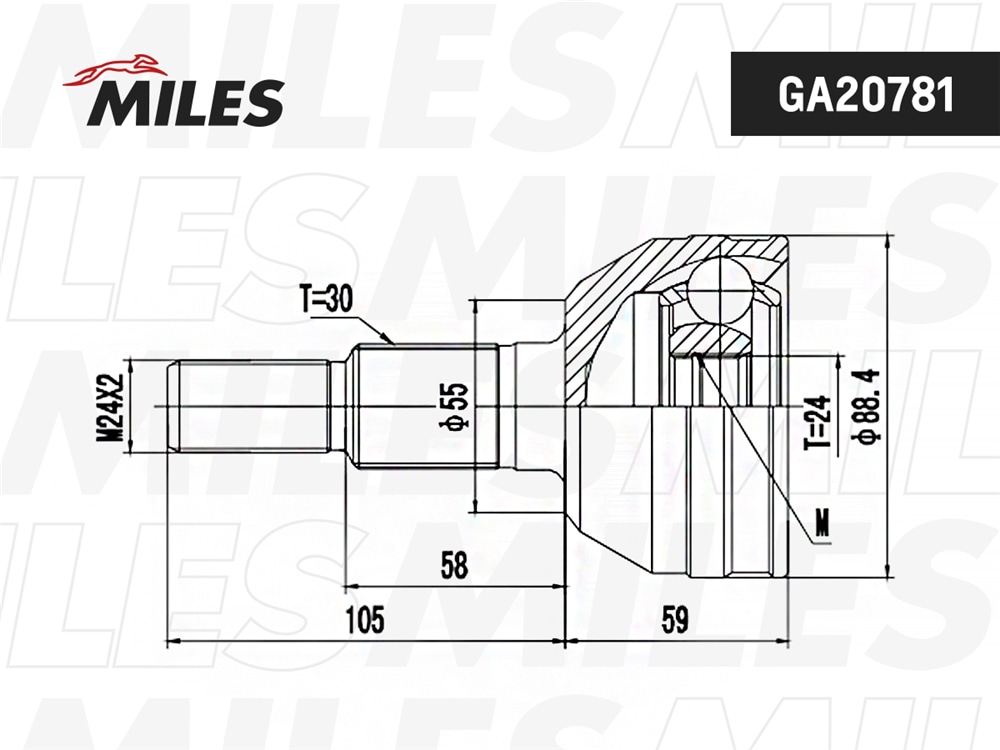 MILES GA20781 ШРУС CADILLAC SRX/CTS/STS 03- нар.