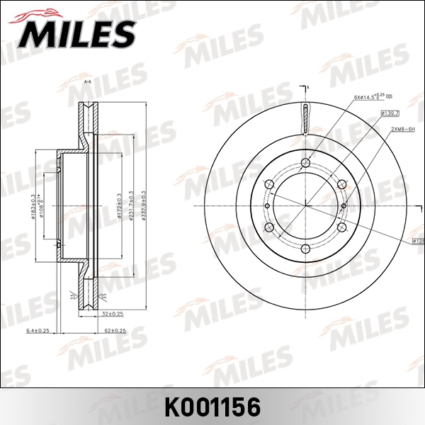 MILES K001156 Диск тормозной TOYOTA LAND CRUISER PRADO (J150) 10- пер.