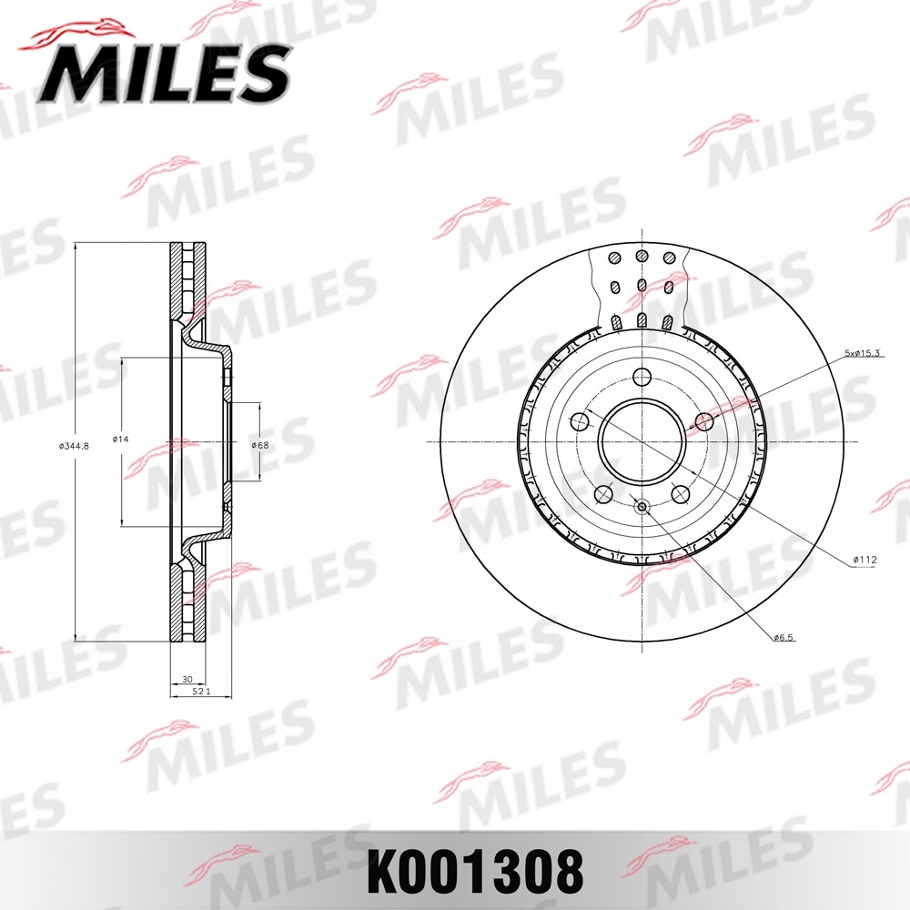 MILES K001308 Диск тормозной AUDI A6/A7/Q5 08- пер.вент.