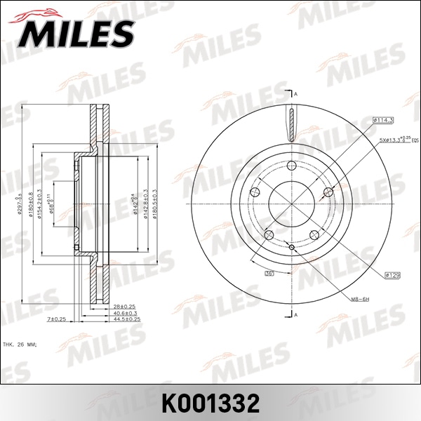 MILES K001332 Диск тормозной передний D297мм. вентилируемый MAZDA CX-5 11- (TRW DF8052) K001332