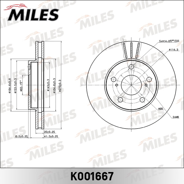MILES K001667 Диск тормозной TOYOTA MARK/CHASER/CRESSIDA/CRESTA пер.вент.