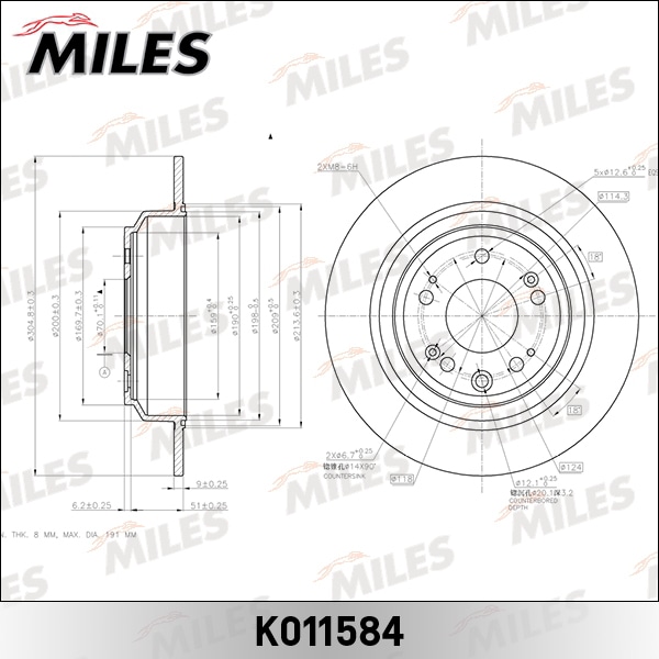 MILES K011584 Диск тормозной HONDA ACCORD 2.4 08- зад. D 305мм.