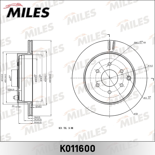 MILES K011600 Диск тормозной NISSAN PATHFINDER 05>/NAVARA 05> задний