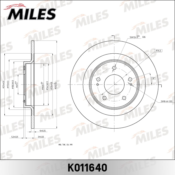 MILES K011640 Диск тормозной задний D302мм. MITSUBISHI OUTLANDER/ASX 12- (TRW DF6598) K011640