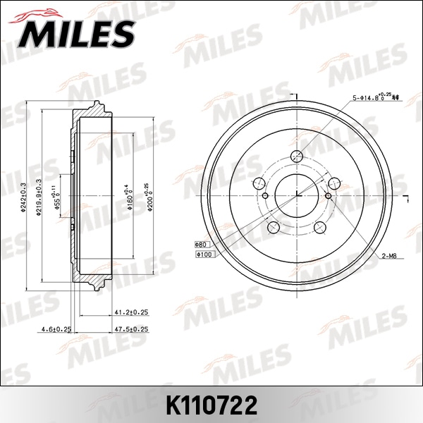 MILES K110722 Барабан тормозной TOYOTA Corolla 03- K110722