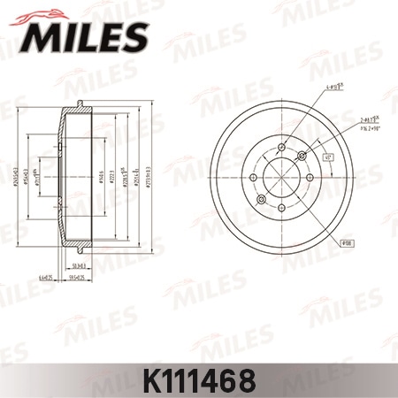 MILES K111468 Барабан тормозной CITROEN BERLINGO 96-/PEUGEOT PARTNER 96-/306/406 (TRW DB4096) K111468