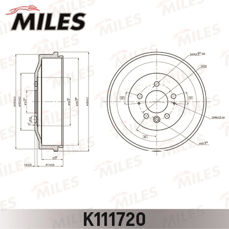 MILES K111720 Барабан тормозной VW AMAROK K111720