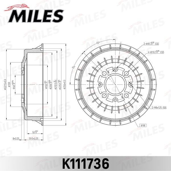MILES K111736 Барабан тормозной ВАЗ 2108-09