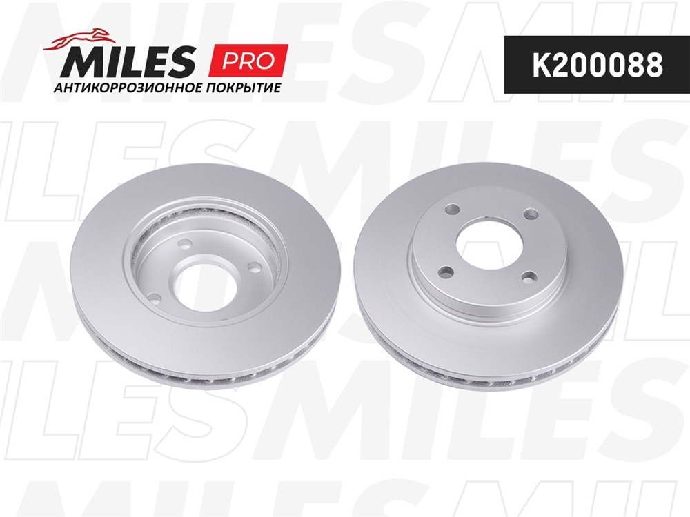 MILES K200088 Диск тормозной передний (серия PRO с антикоррозионным покрытием) D258мм. вентилируемый FORD FOCUS 98-05/FUSION 1.4/1.6 01- (TRW DF4036) K200088