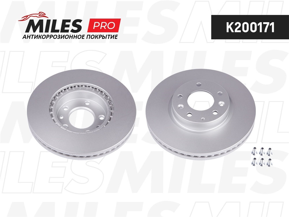 MILES K200171 Диск тормозной MAZDA 6 07- перед. (вент., с антикоррозионным покрытием)