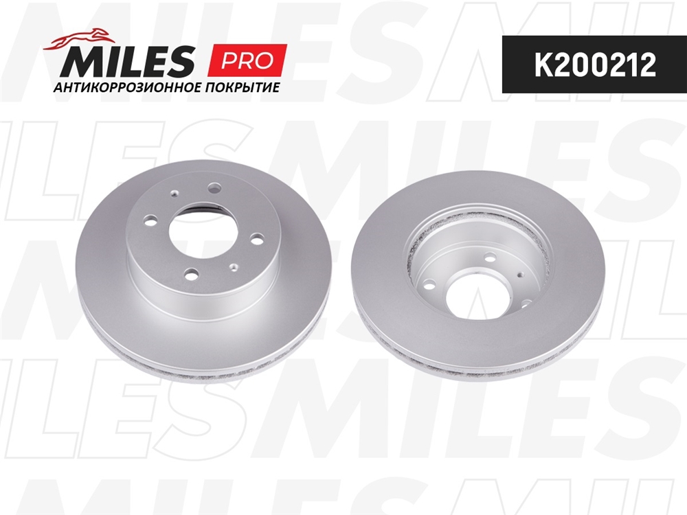 MILES K200212 Диск тормозной передний (серия PRO с антикоррозионным покрытием) D241мм. вентилируемый HYUNDAI ACCENT 00-06 (TRW DF4496) K200212