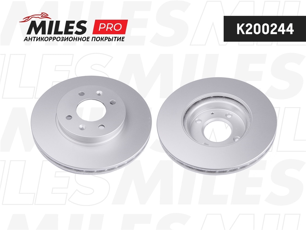 MILES K200244 Диск тормозной HYUNDAI ACCENT 05-/i20 08-/KIA RIO II 05- перед. (вент., 256x22mm высота 46,6mm, с ан