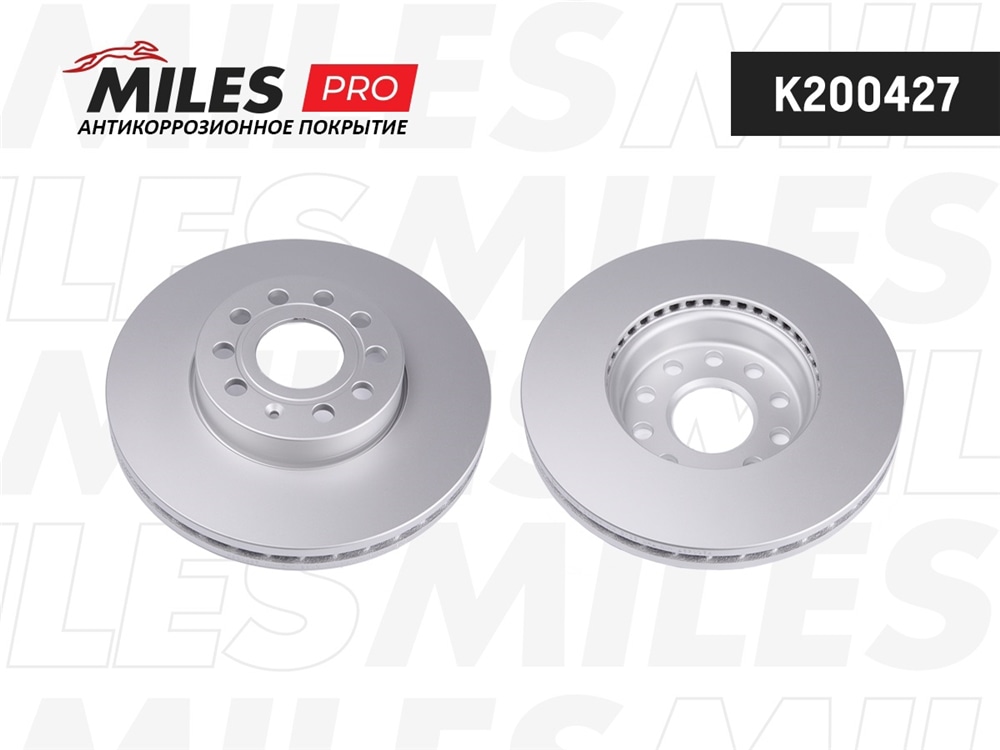 MILES K200427 Диск тормозной AUDI A3 04-/VW CADDY 04-/GOLF V/TOURAN 03- перед. (вент., с антикоррозионным покрытие