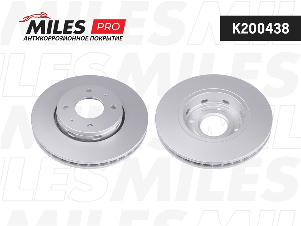 MILES K200438 Диск тормозной передний (серия PRO с антикоррозионным покрытием) D281мм. вентилируемый MITSUBISHI CARISMA 00-06/VOLVO S40/V40 (TRW DF4054) K200438