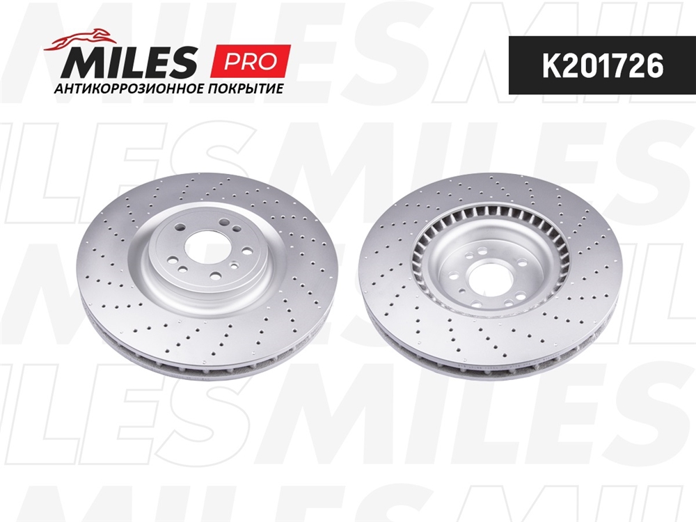 MILES K201726 Диск тормозной передний (серия PRO с антикоррозионным покрытием) D375мм. перфорация MB ML W166 (TRW DF6687S) K201726