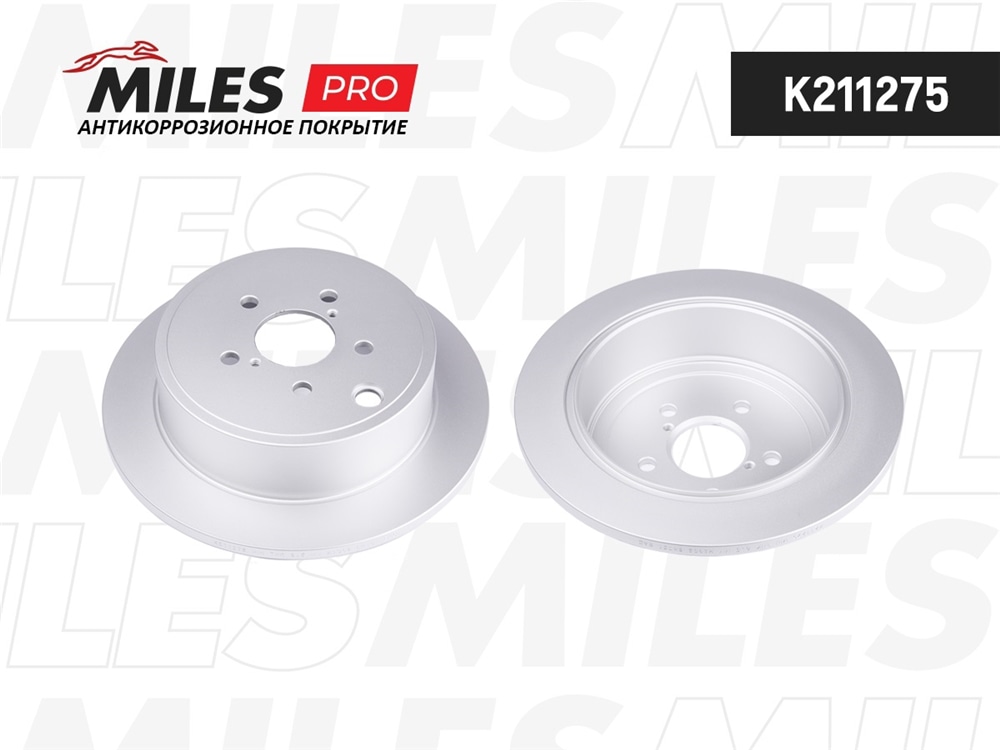 MILES K211275 Диск тормозной SUBARU FORESTER 05-/IMPREZA 08-/LEGACY 07-/OUTBACK 08- зад. (с антикоррозионным покры