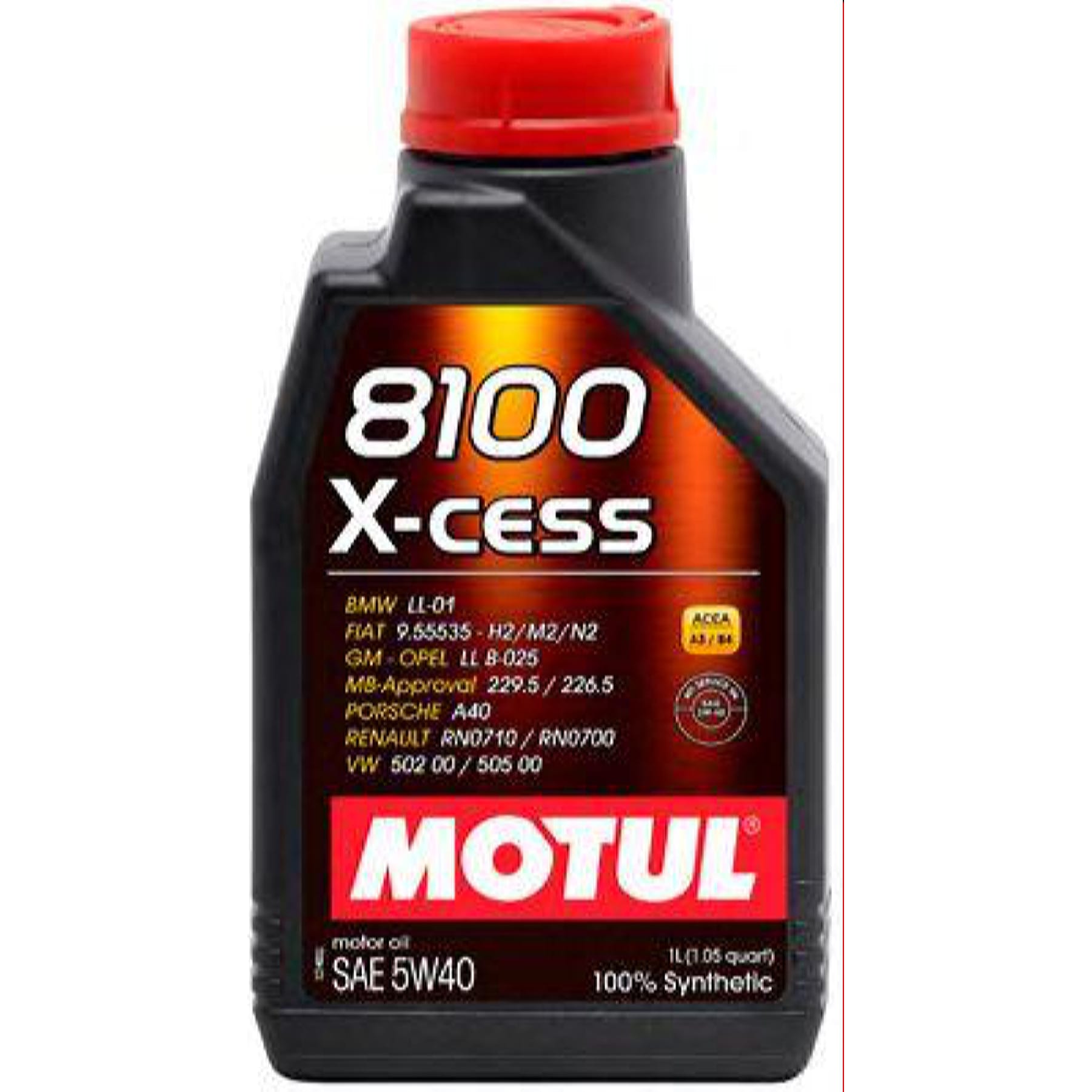 MOTUL 102784 Масло моторное 5W40 MOTUL 1л синтетика 8100 X-cess A3/B4