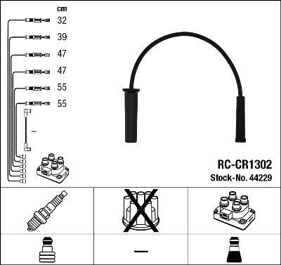 NGK-NTK 44229 Комплект проводов зажигания буквенный код RCCR1302