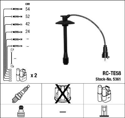 NGK-NTK 5361 Комплект проводов зажигания 5361 / RC-TE58, TOYOTA Avensis 09/97-10/00, Camry 2.2 11/00-11/01, RAV4 I 12/97-06/00